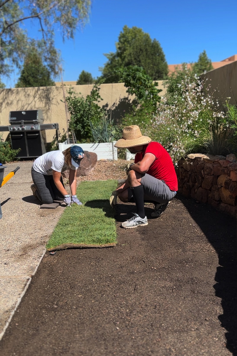 Placing sod
