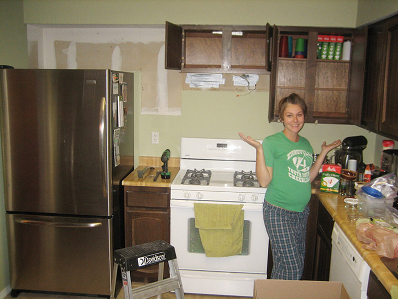 Empty contents of kitchen cabinets