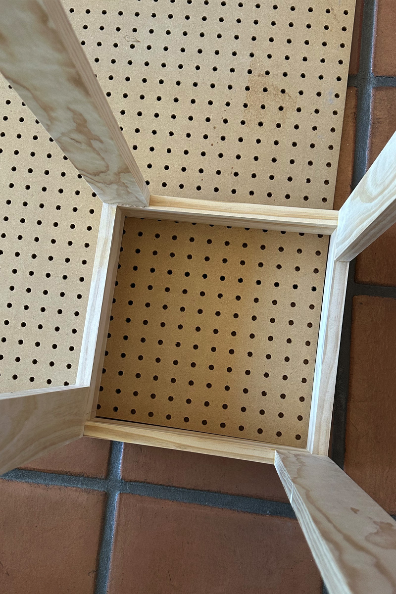 Adding peg board to plant stand