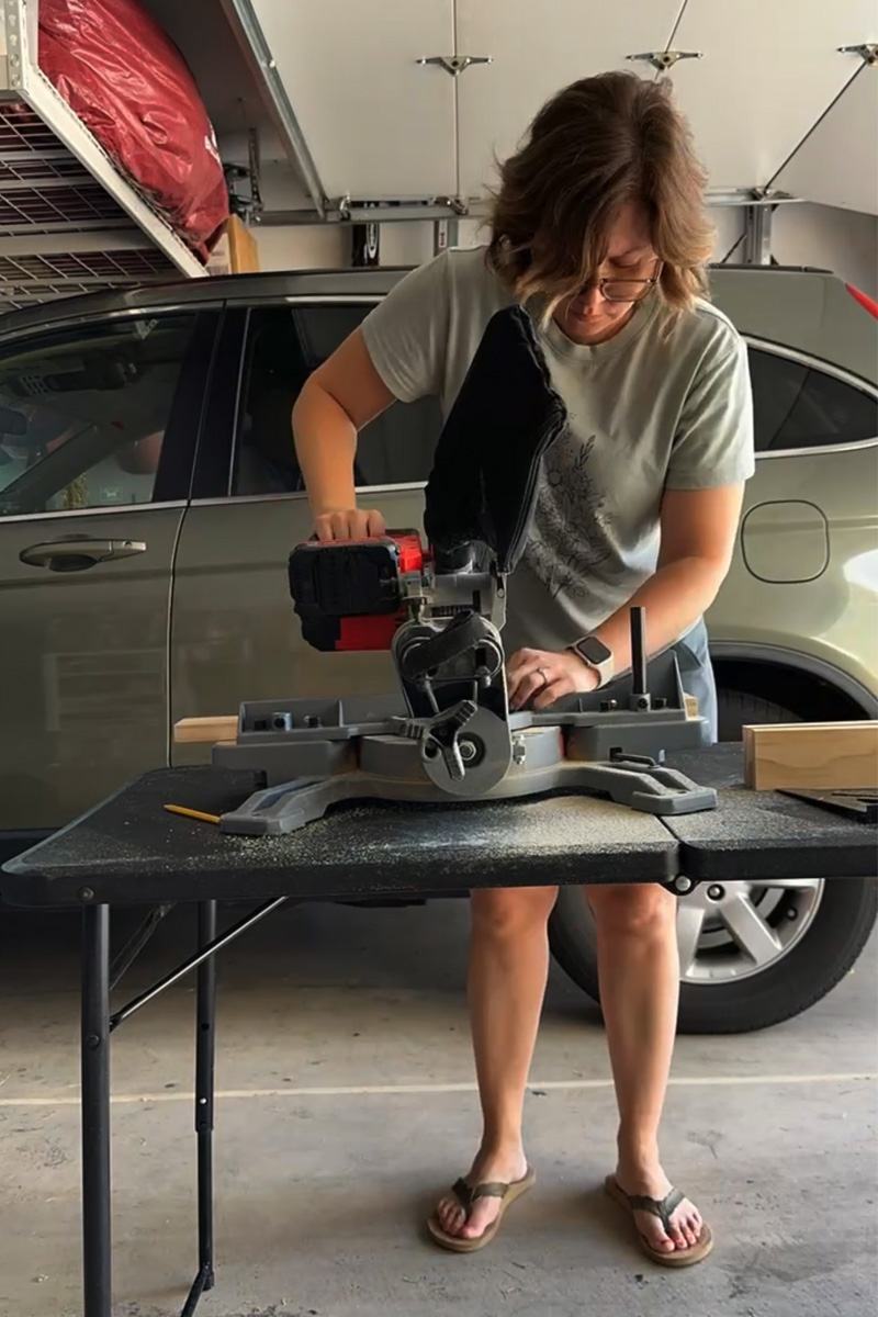 Miter Saw cutting wood