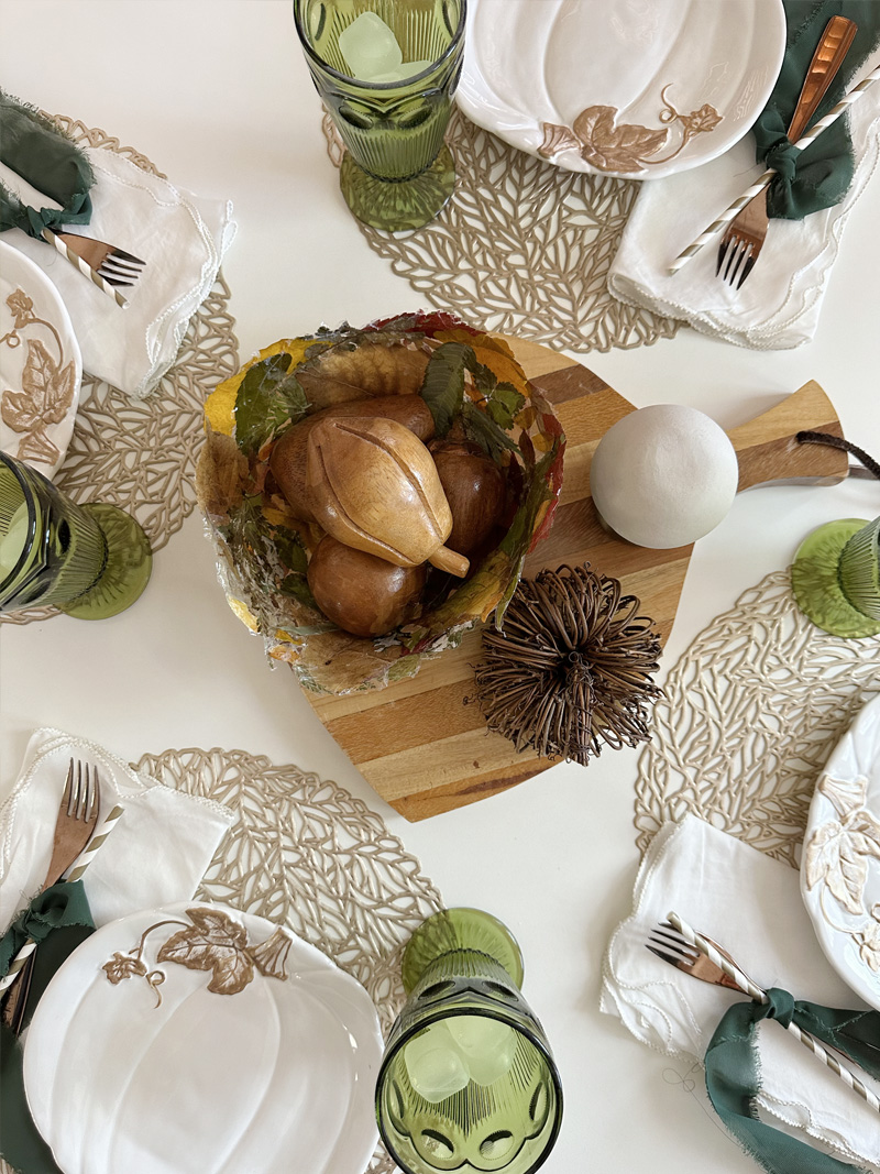 Leaf Bowl set on Autumn table