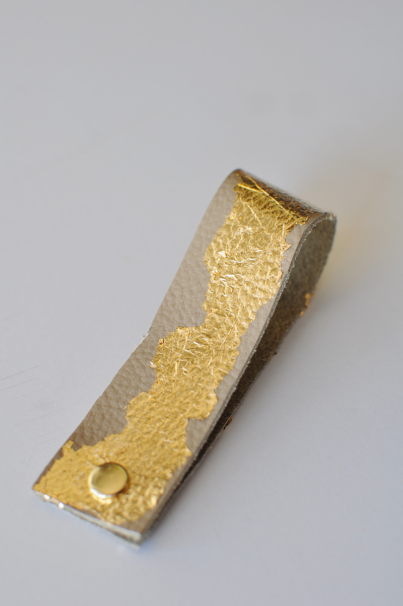 Gold foil on leather cuff