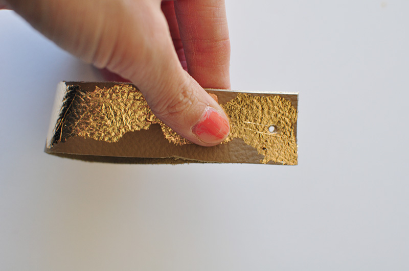 Gold foil on leather