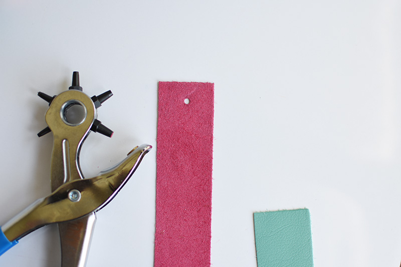 Rotary punch pink leather