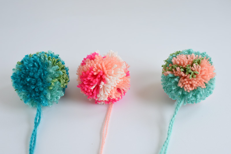 Vibrant yarn pom poms