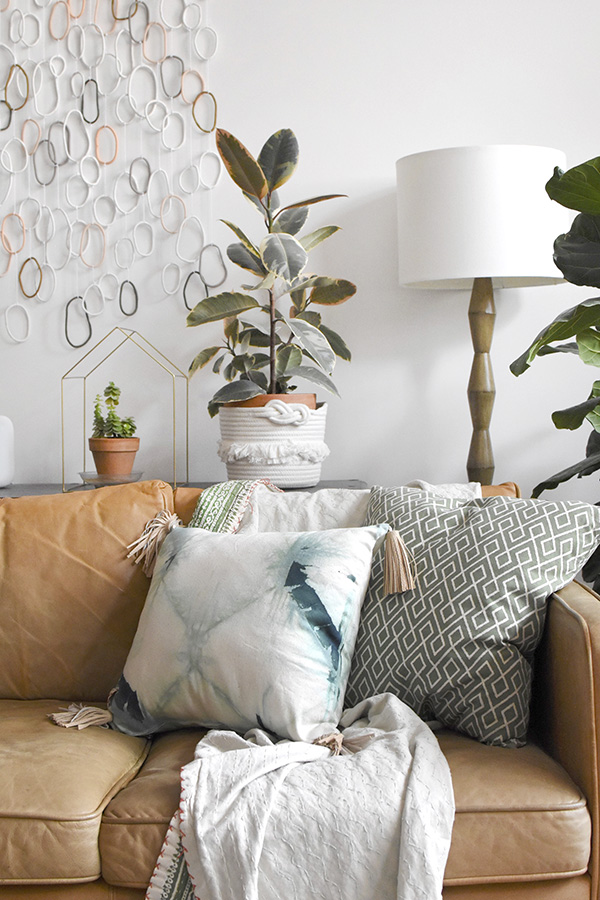 Leather Tassels on a Throw Pillow