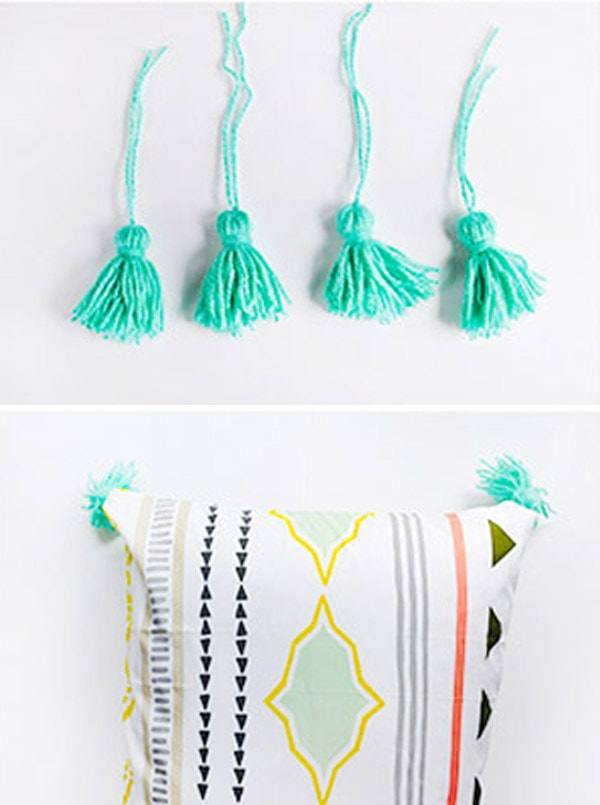 Aqua Tassels on pillow