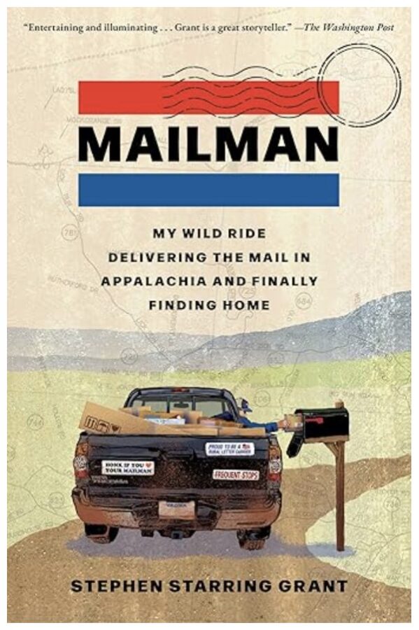 Mailman, Illustration of a mailman delivering mail in a pickup truck with packages in the back - Memoir