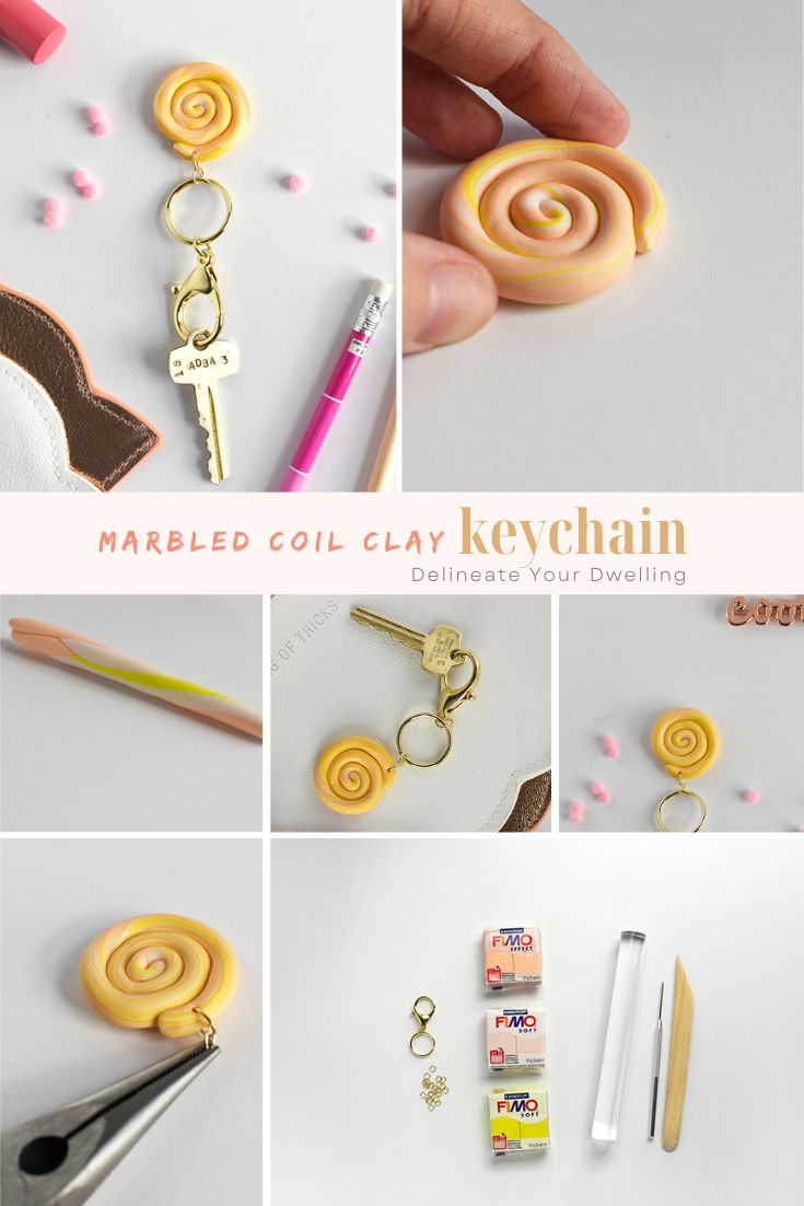 Marbled Coil Clay Keychain pictures