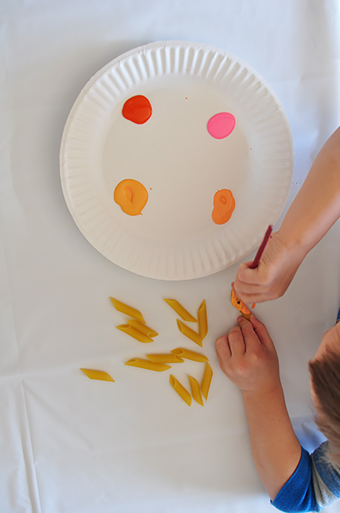 Painted penne noodles