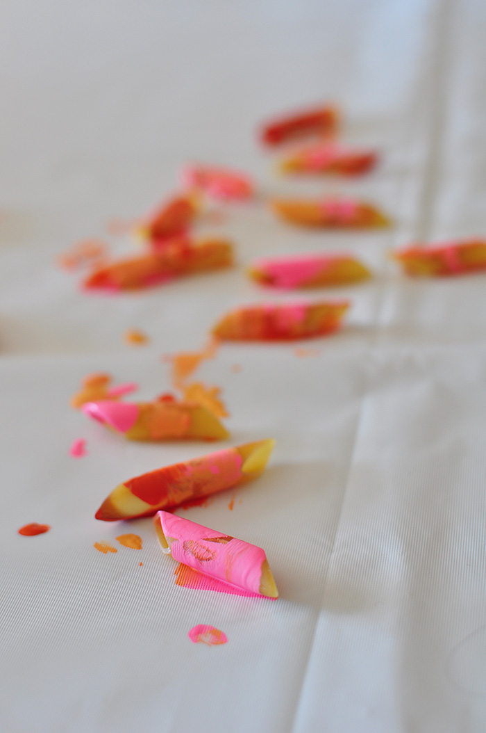 Pink and orange marbled penne pasta