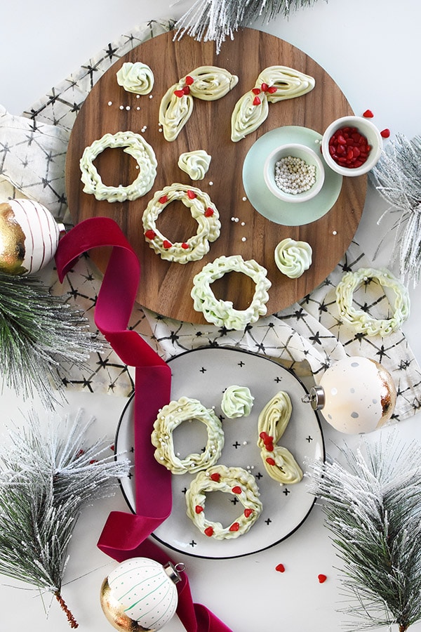 Holiday Meringue Cookie Wreath recipe