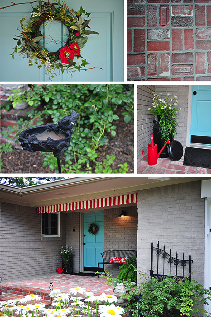 Blue, Gray, White and Red front door accents