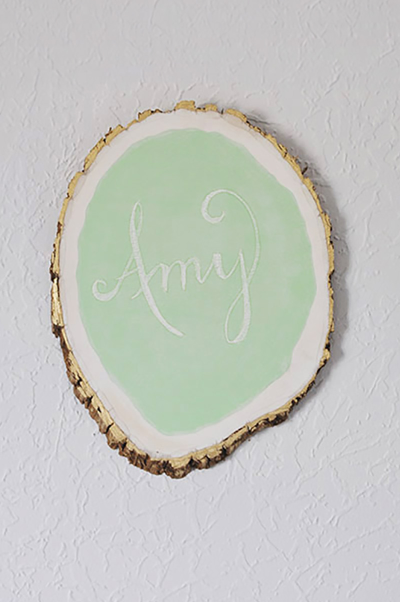 Mint Green Wood Slice chalkboad