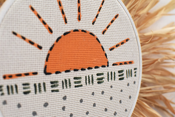 Faux Rising Sunshine Modern Embroidery hoop 