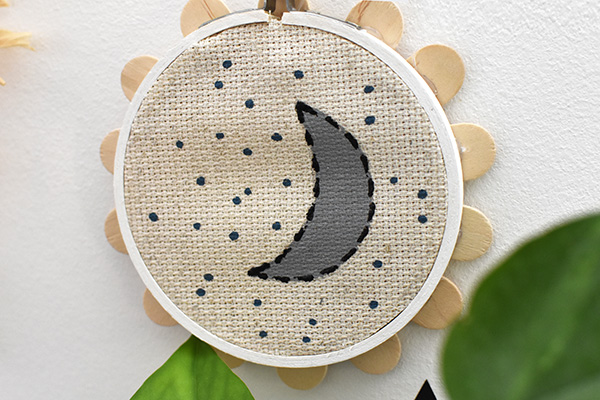 Faux Moon and Star Embroidery Painting