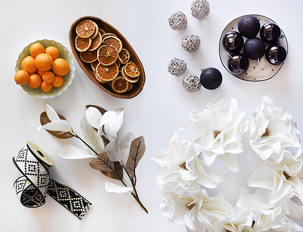 Oranges, Black and White Ornaments