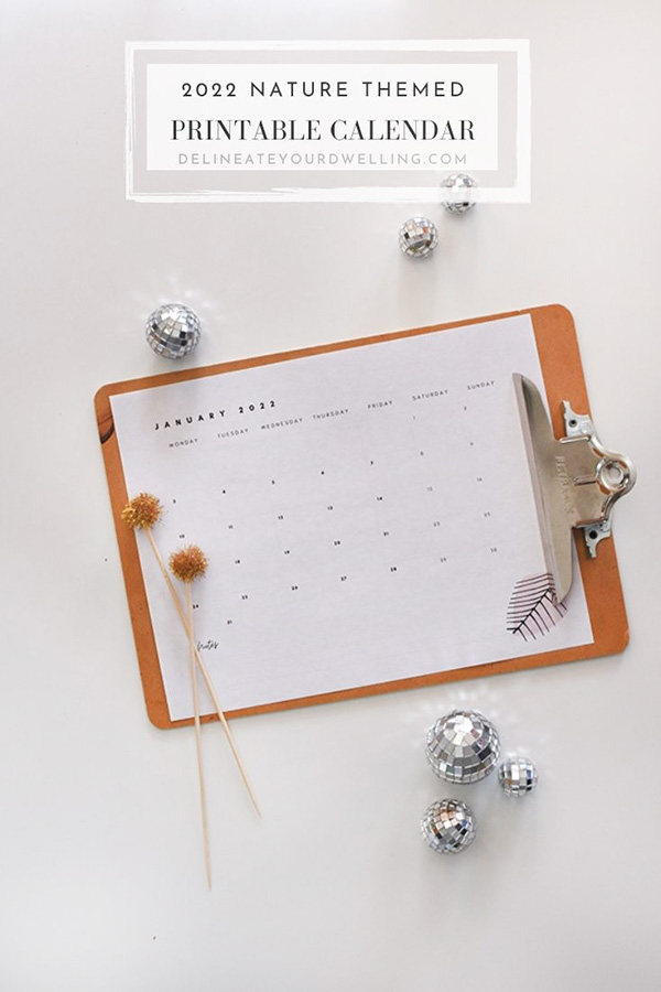 January 2022 Nature themed Printable Calendar