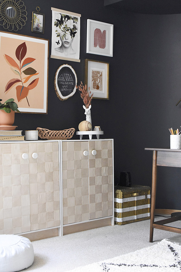 Woven Cabinets in moody office