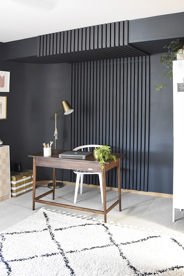 Dark Slatted Wood Accent Wall