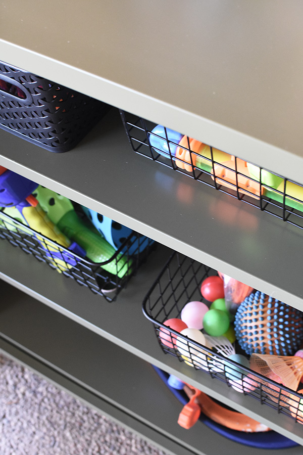 Metal baskets with toys