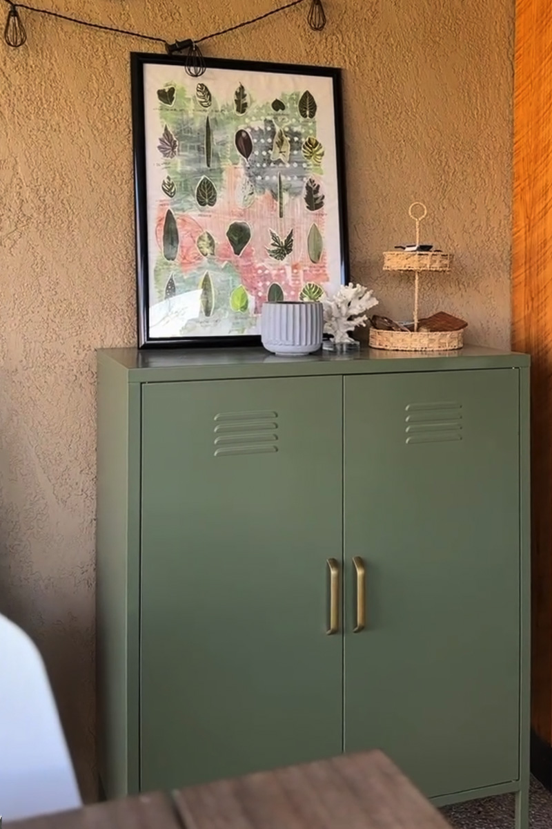 Olive green outdoor storage locker
