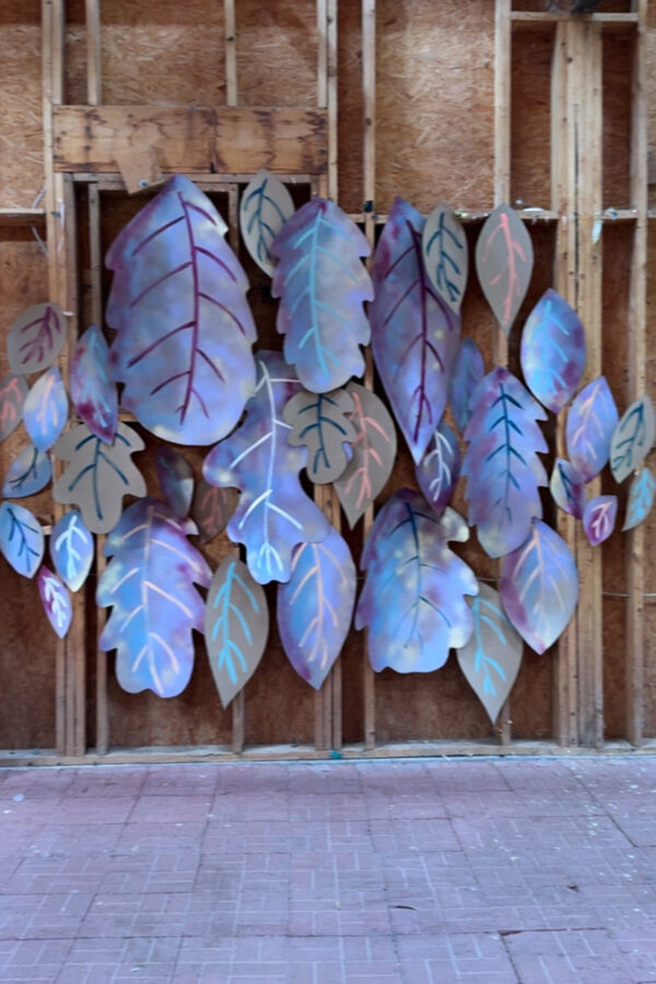 Large leaves on Barn wall