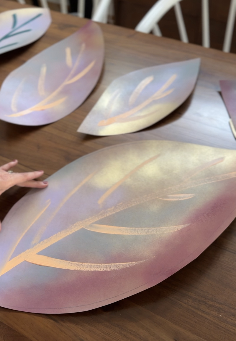 Peach veins on paper leaves