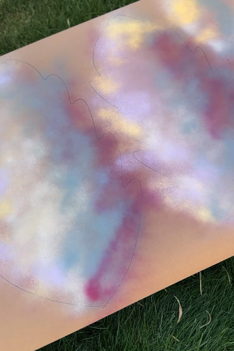 Colorful spray paint on paper