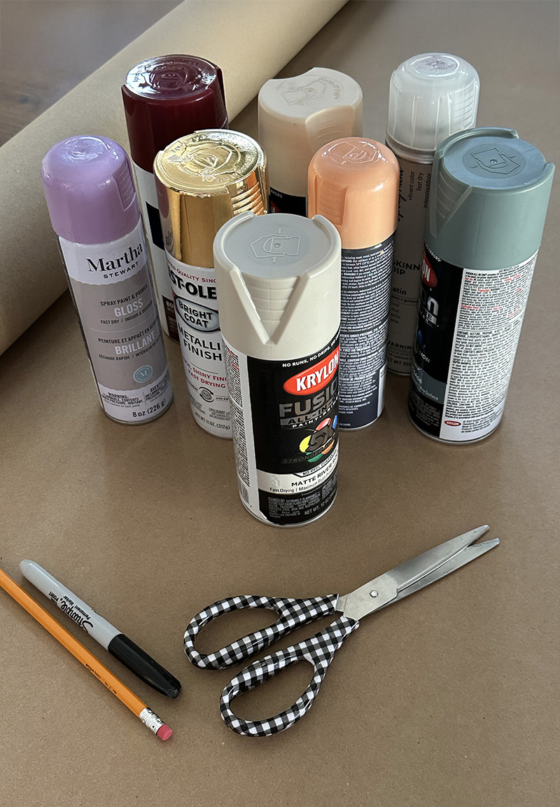 Spray paint, brown craft paper, scissors