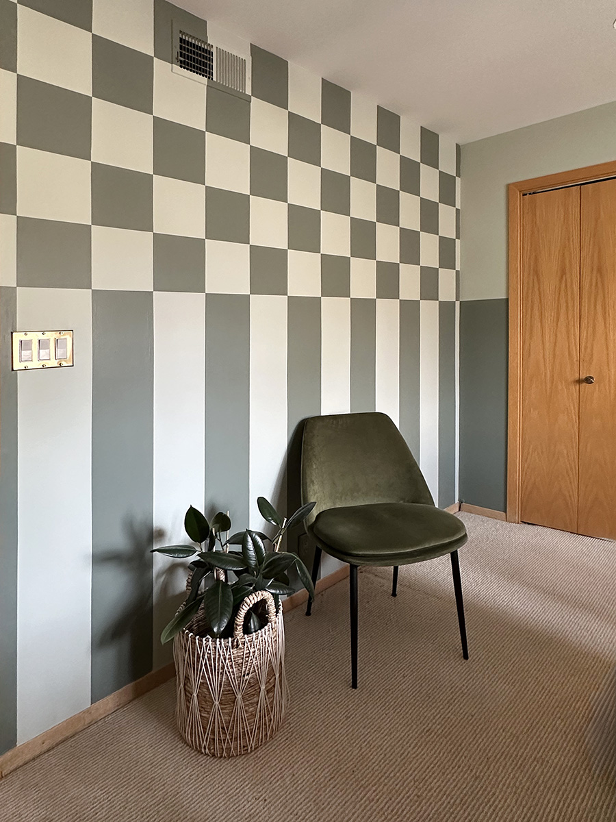 Sage and Green Checker Pattern Wall