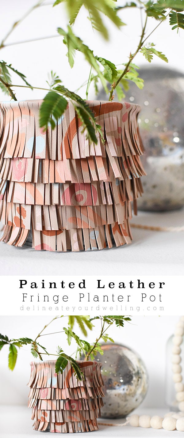 Painted Fringe Leather Pot