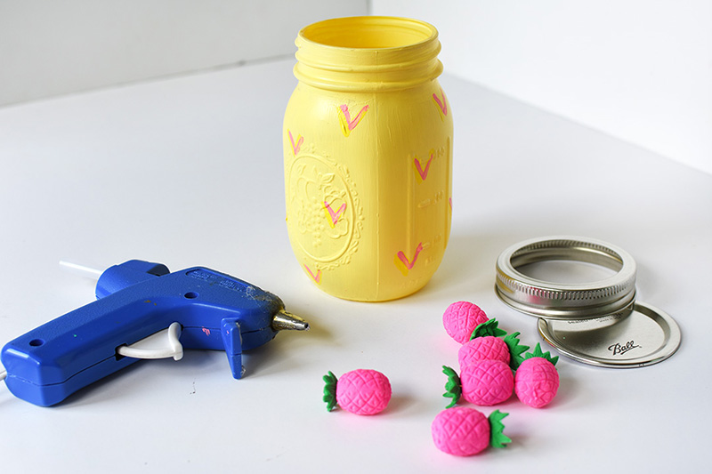 Pineapple yellow painted jar