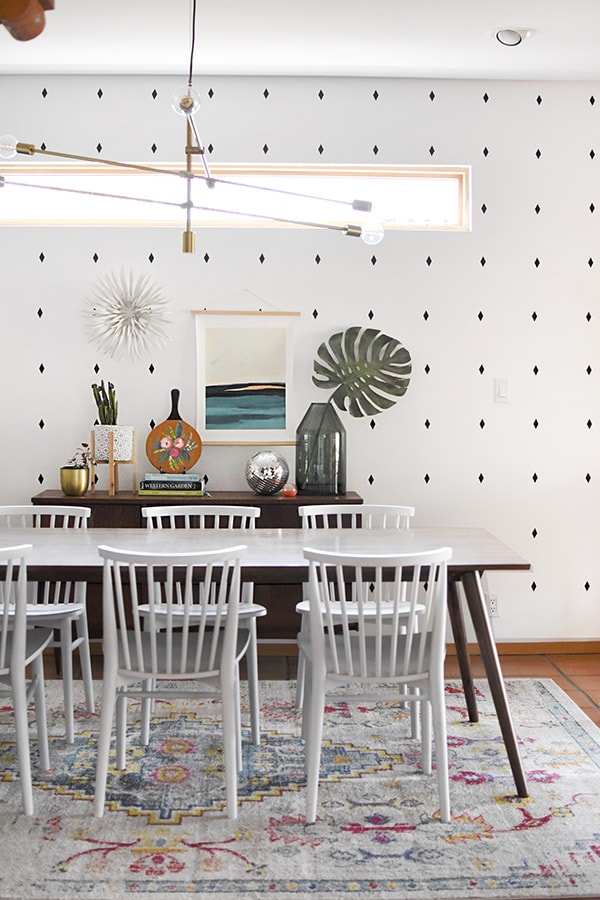 Painted Abstract Flowers in Dining Room