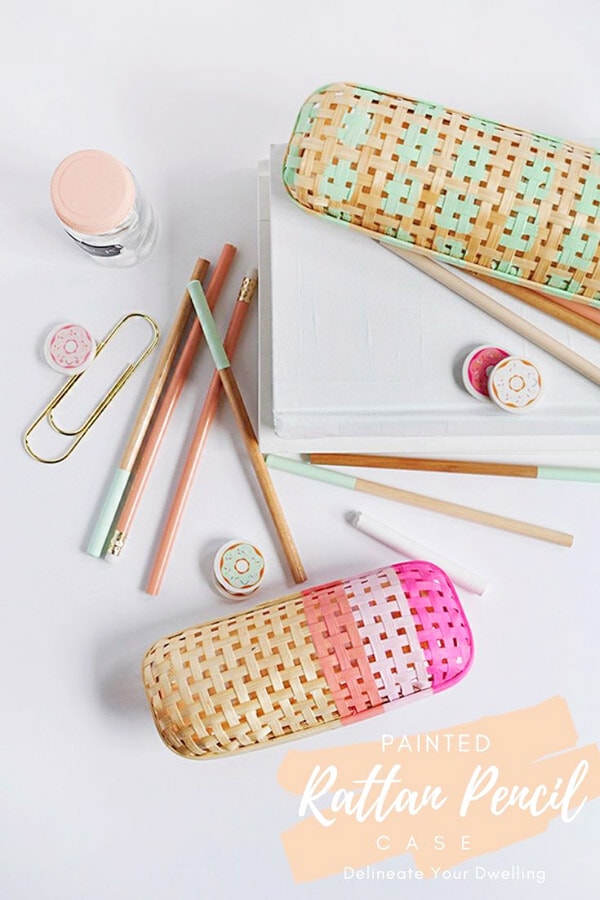 Painted Rattan Pencil Case