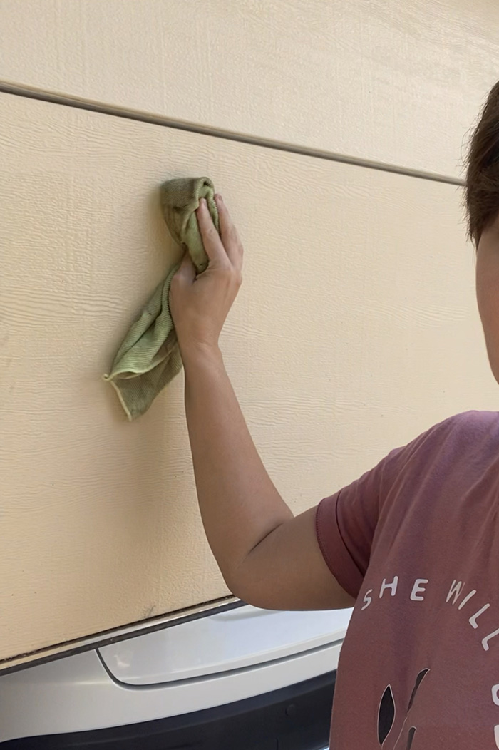 Wiping down garage door