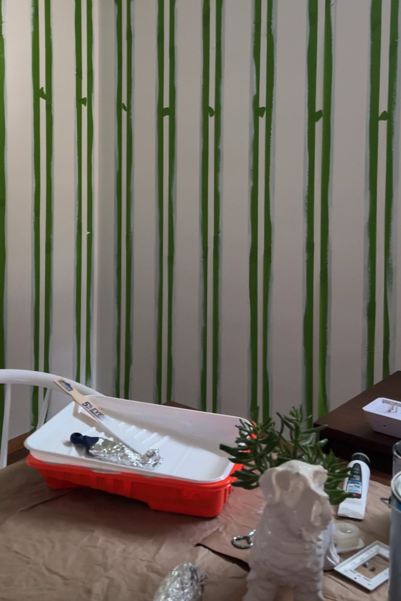 White paint on painter's tape stripes