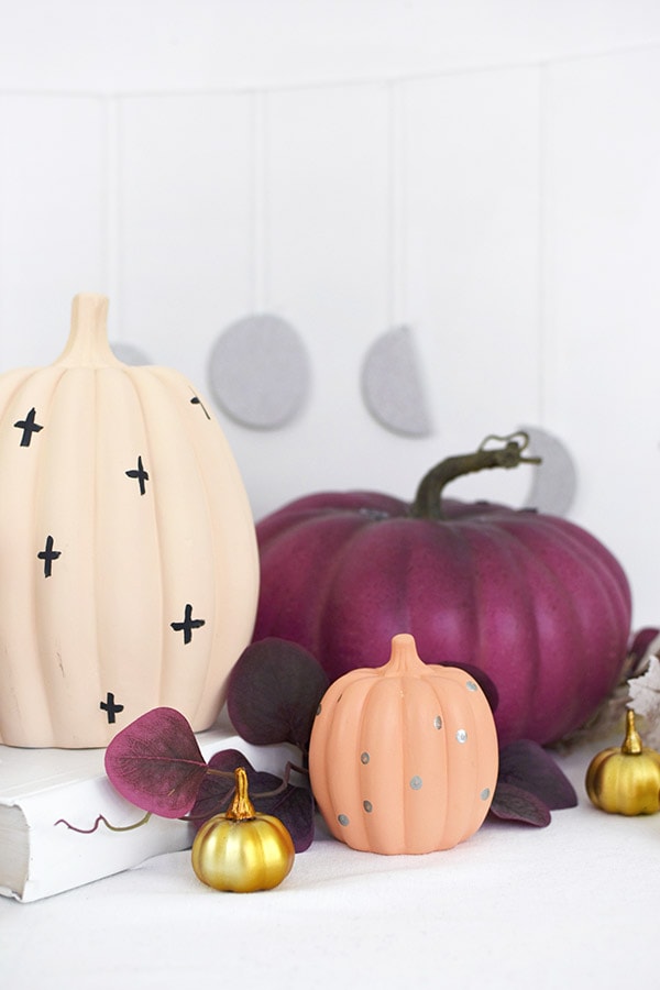 Pastel Pumpkins, cream with crosses, coral with polka dots