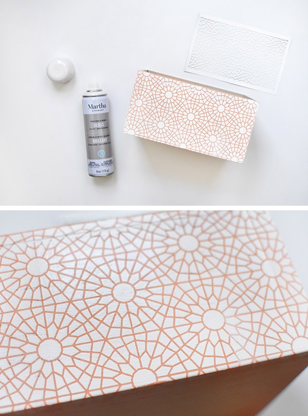 Pattern Painted Box white stencil