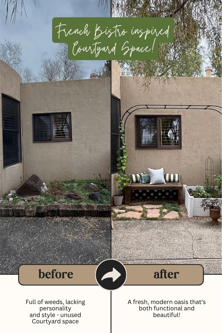 French Bistro Courtyard plan, BEFORE AFTER