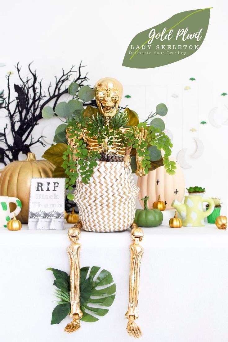 Gold Plant Lady Skeleton