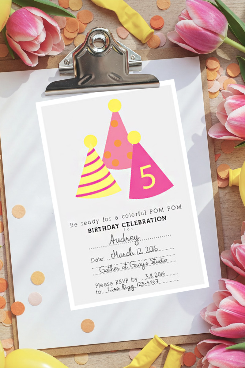 Party Hat Invitation Printable 