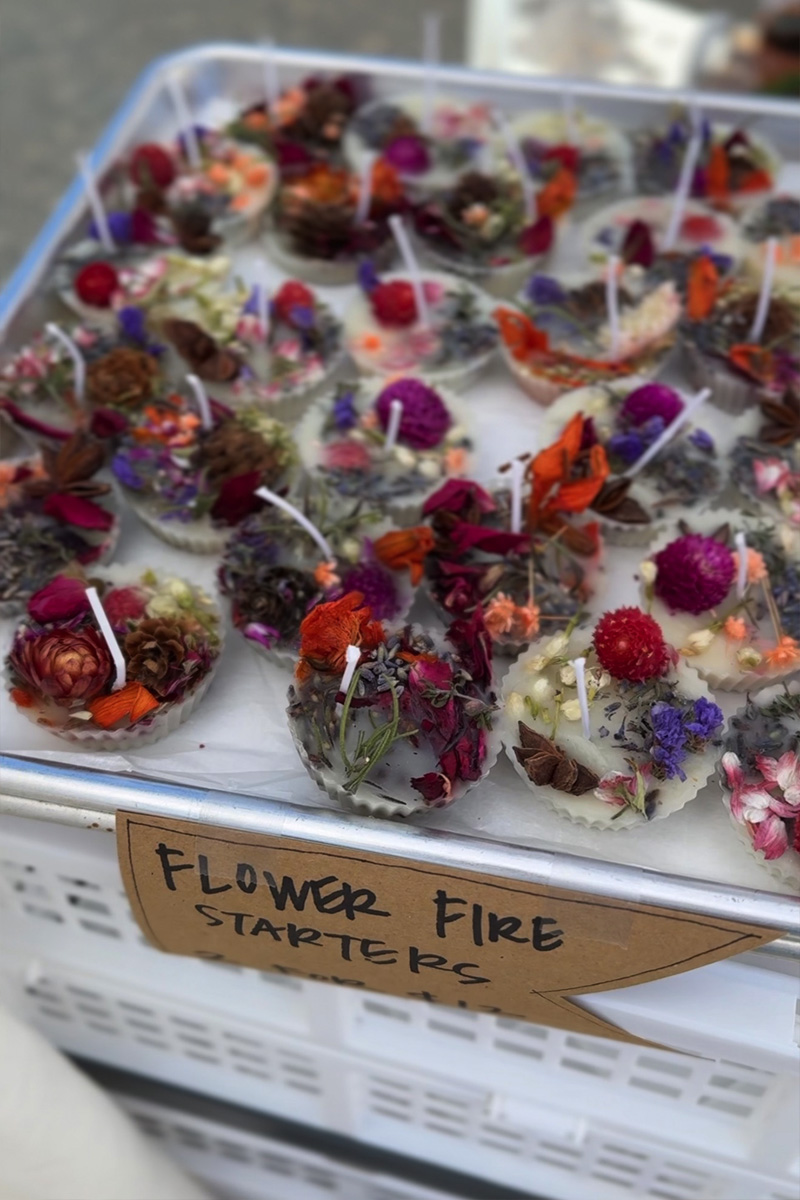 Popup event, Dried Flower fire starters displayed