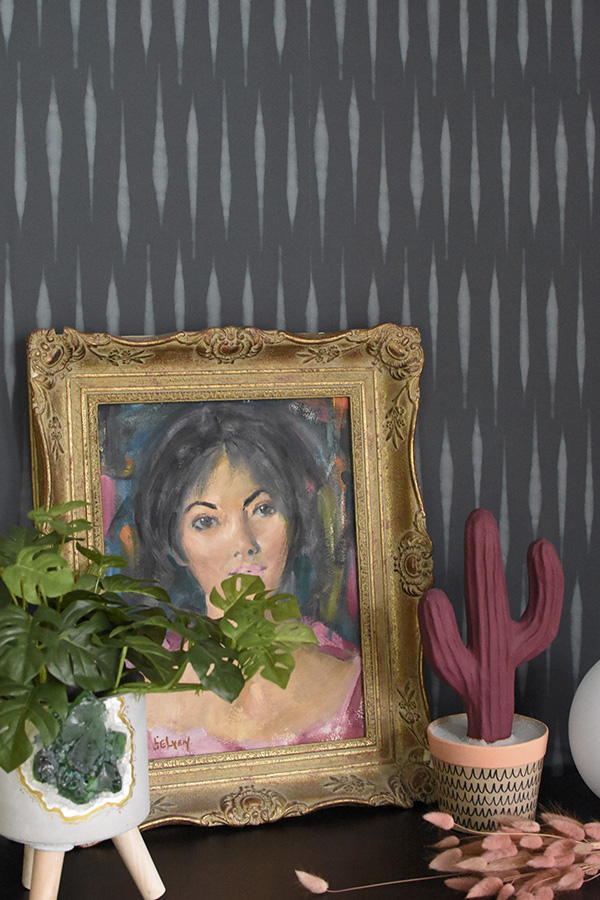 Thrifted Artwork on Moody Teal walls
