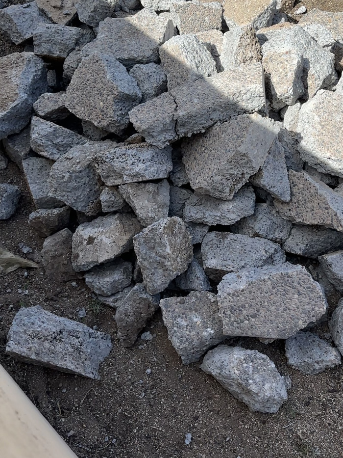 Concrete rubble pile