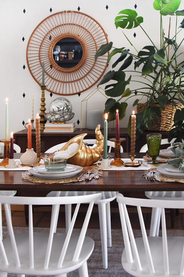 Candlelit Moody Thanksgiving Table Setting