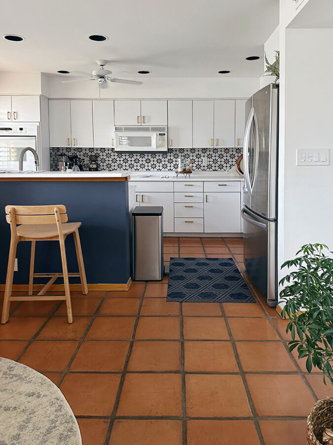 Navy Blue and Saltillo Tile colors