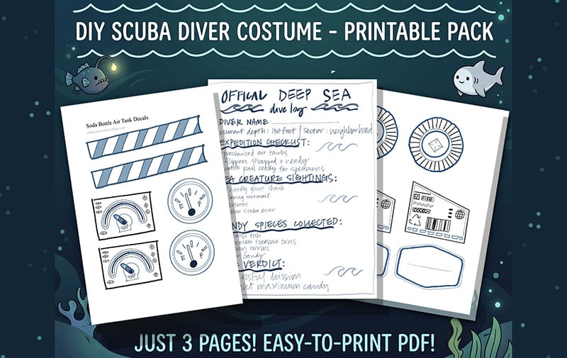 Scuba Diver Costume printable pack