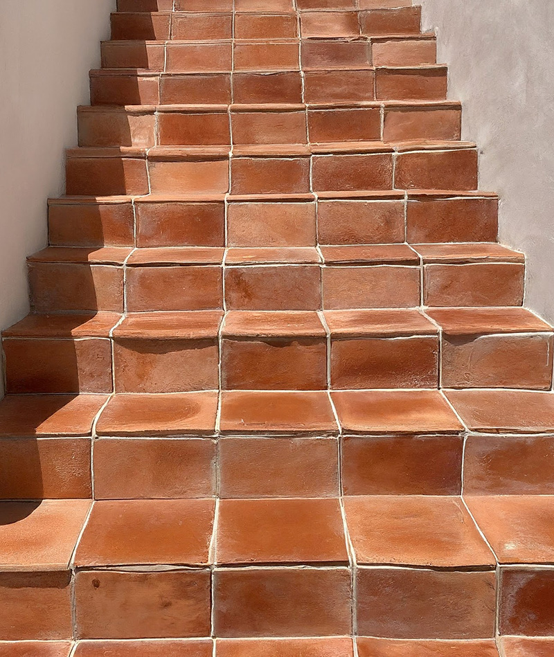 Sealed Saltillo tile stairs