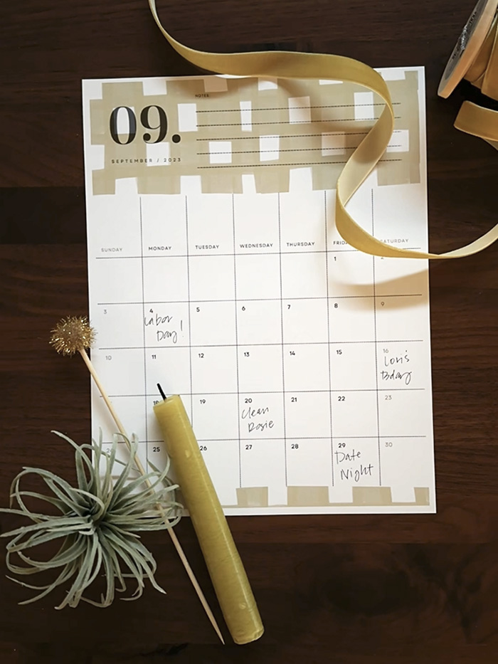 September 2023 Checkerboard Printable Calendar